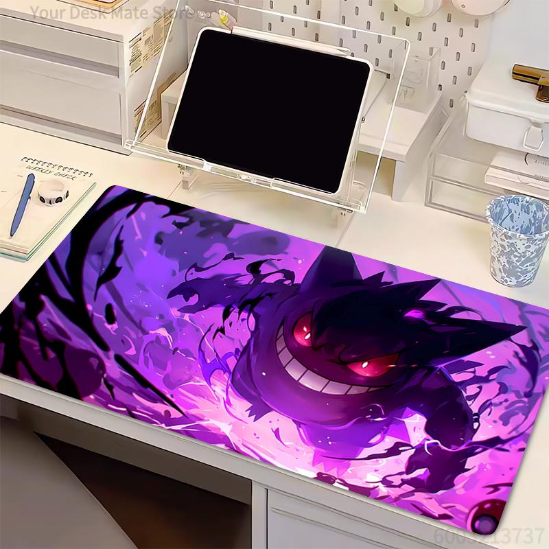 Mouse Pad P-Pokemon Gengar Anime Gaming Accessories Large Carpet Gamer Lock Edge Computer Keyboard Pad Rubber Desk Mat Mausepad