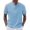 Men's Summer T-shirt British Loose Striped Solid Color Short-sleeved Lapel Top