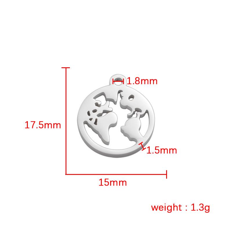 World Map Round Pendant - Titanium Steel Hollow Earth Jewelry Accessory