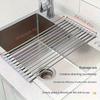 Utensilien-Abtropfgestell Edelstahl Über-Spüle Geschirrtrockengestell Faltbare & Rollbare Spülbecken-Abtropfmatte Multifunktionales Abtropfgestell für Zuhause