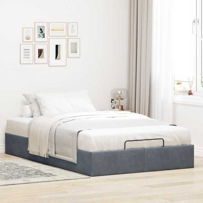 VidaXL Cadre de lit ottoman sans matelas gris foncé 120x190 cm velours, cadre de lit, cadre de lit ottoman, cadre de lit 3310950