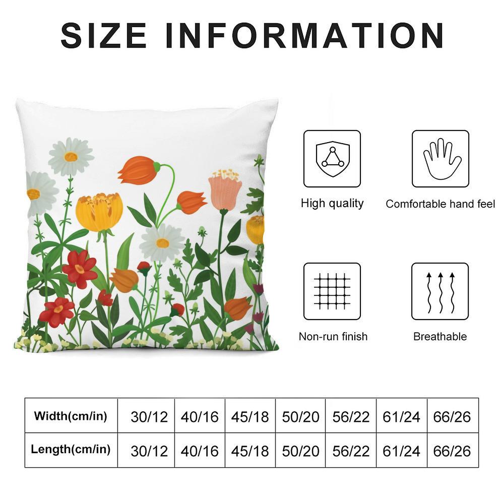 Spring Flowers Cushion Cover Soft Plush Fabric Double-Sided Printed Sofa Cushion Cover For All Seasons Home Decor Gift