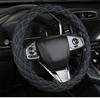 Leather Steering Wheel Cover for Trucks, Dump Trucks, Buses, and Large Vehicles, Anti-Slip (Black x Blue, 40cm) [Parallel Import]