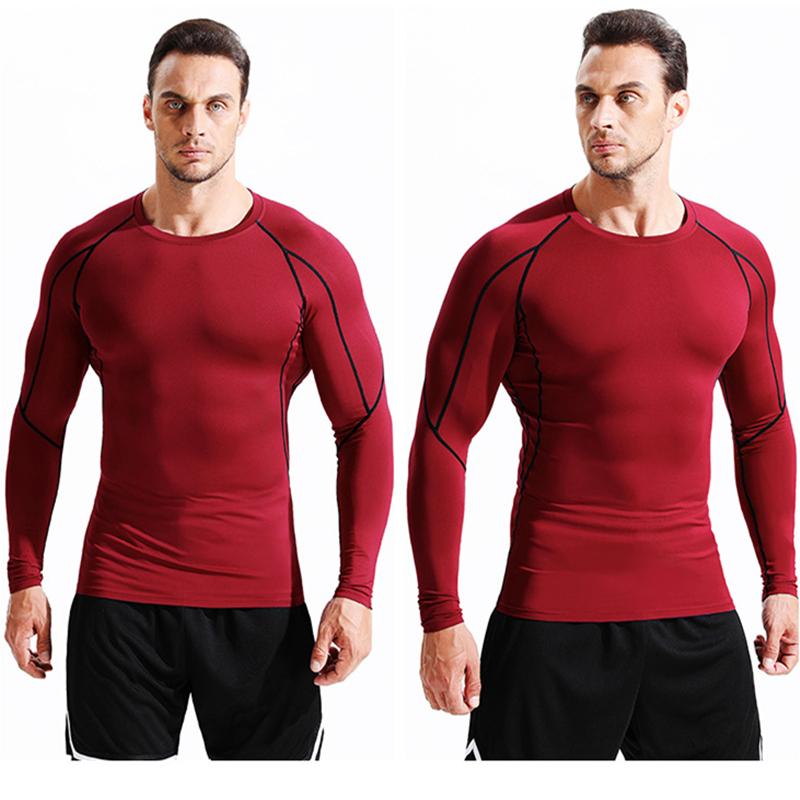 Men's T shirt Tights Sports Elastic quick-drying Compression Long Sleeve Fitness clothing Running Training clothing S M L XL XXL 3XL