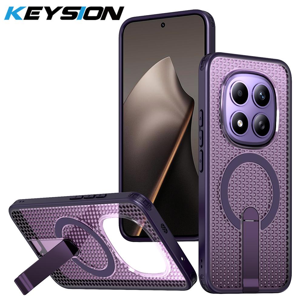 KEYSION Hollow Heat Dissipation Case for Redmi Note 15 Pro+ 5G 15 Pro 4G Magnetic Cooling Hide Stand Shockproof Phone Back Cover