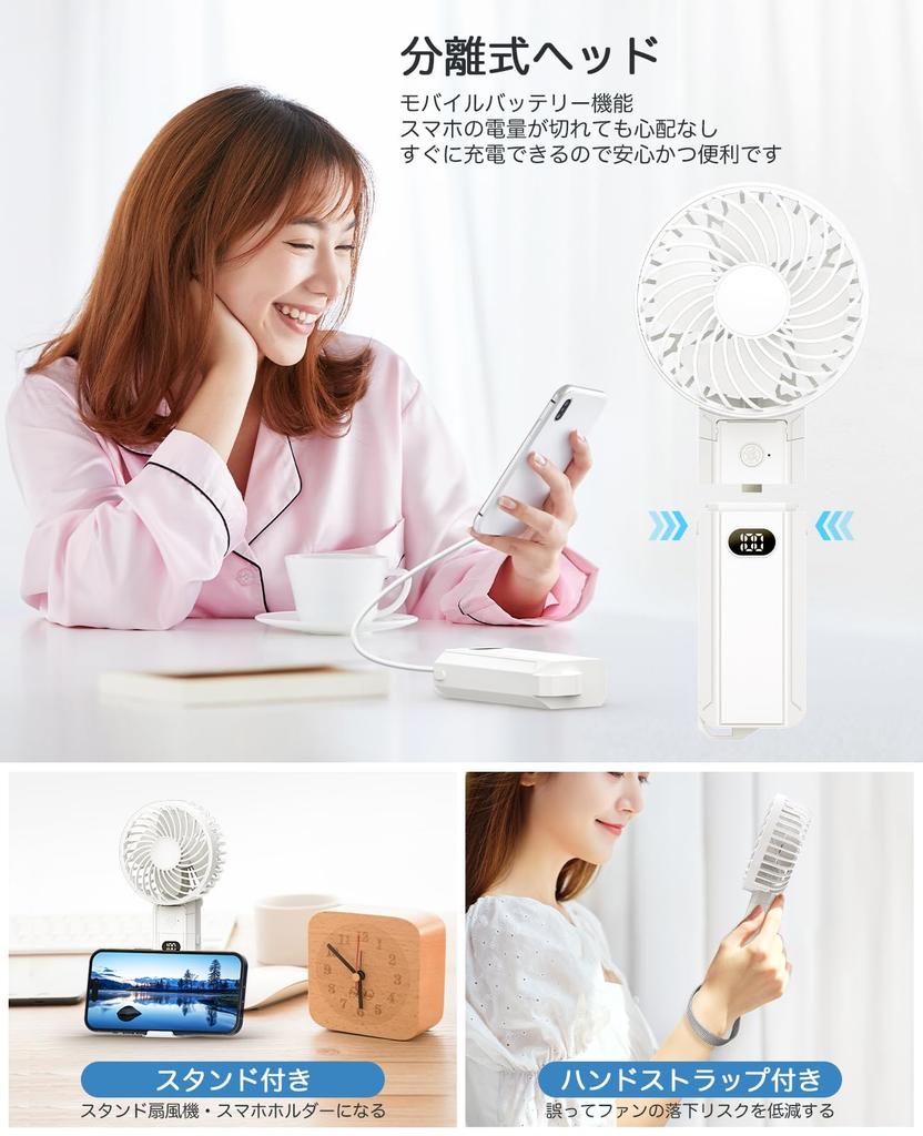 Portable Handheld Fan Latest with Mobile Powerful 22 Hours of Continuous 6 Adjustable 20dB Quiet LED Compact and Foldable Desktop Heatstroke