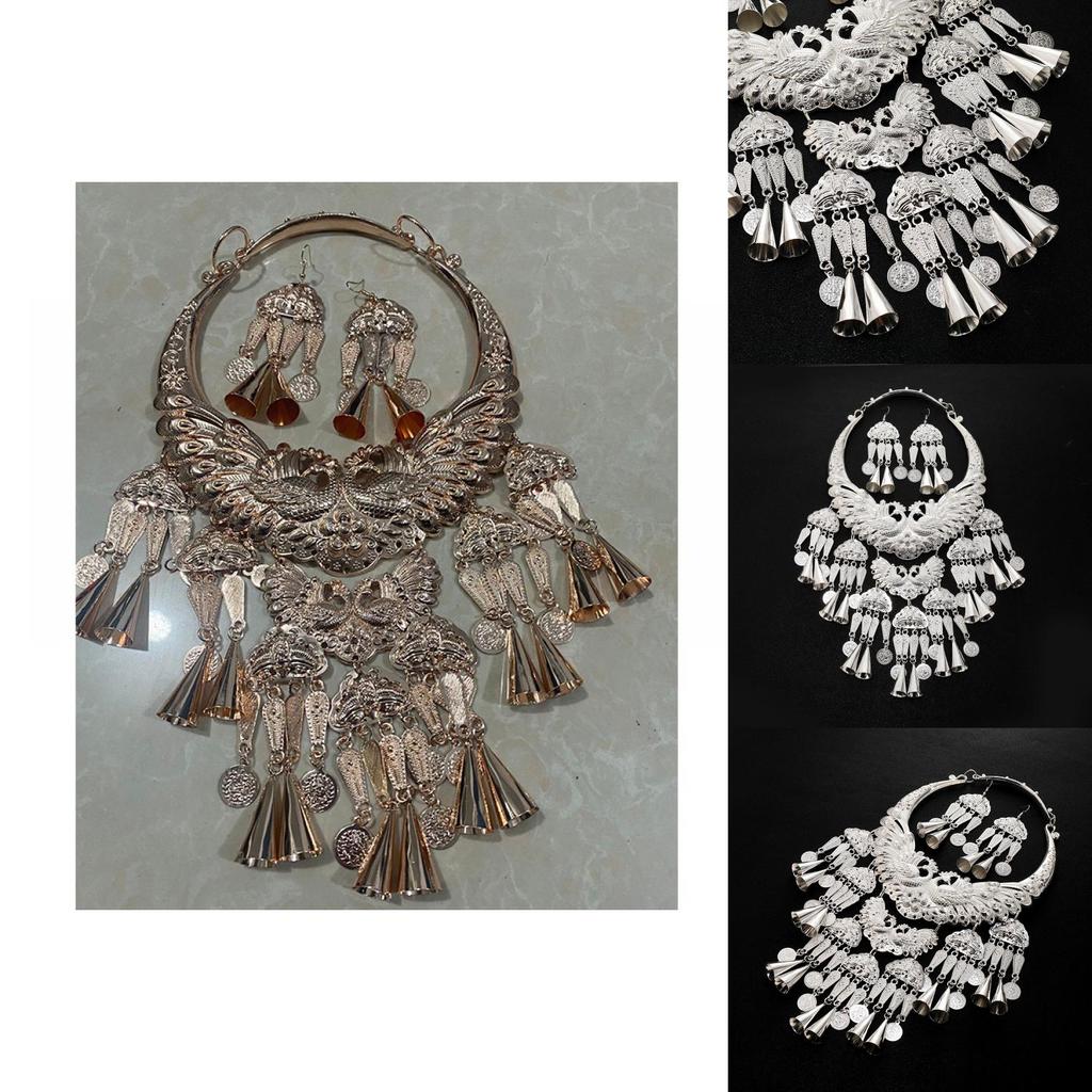 Trendy Ethnic Style Zinc Alloy Necklace With Bell Charm For Festival Jewelry Enthusiasts