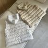 Winter European Knitted Splicing Waist Slim White Goose Down Short Down Vest Women's Down Jacket Vest