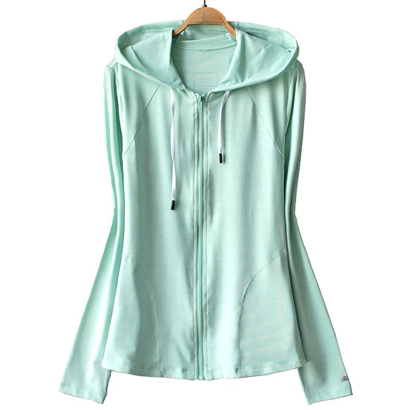 Export Spring and Summer Thin Women's Outdoor Sports Hooded Sun Protection Clothing Running Quick-Drying Elastic Cardigan Long Sleeves T-shirt 707