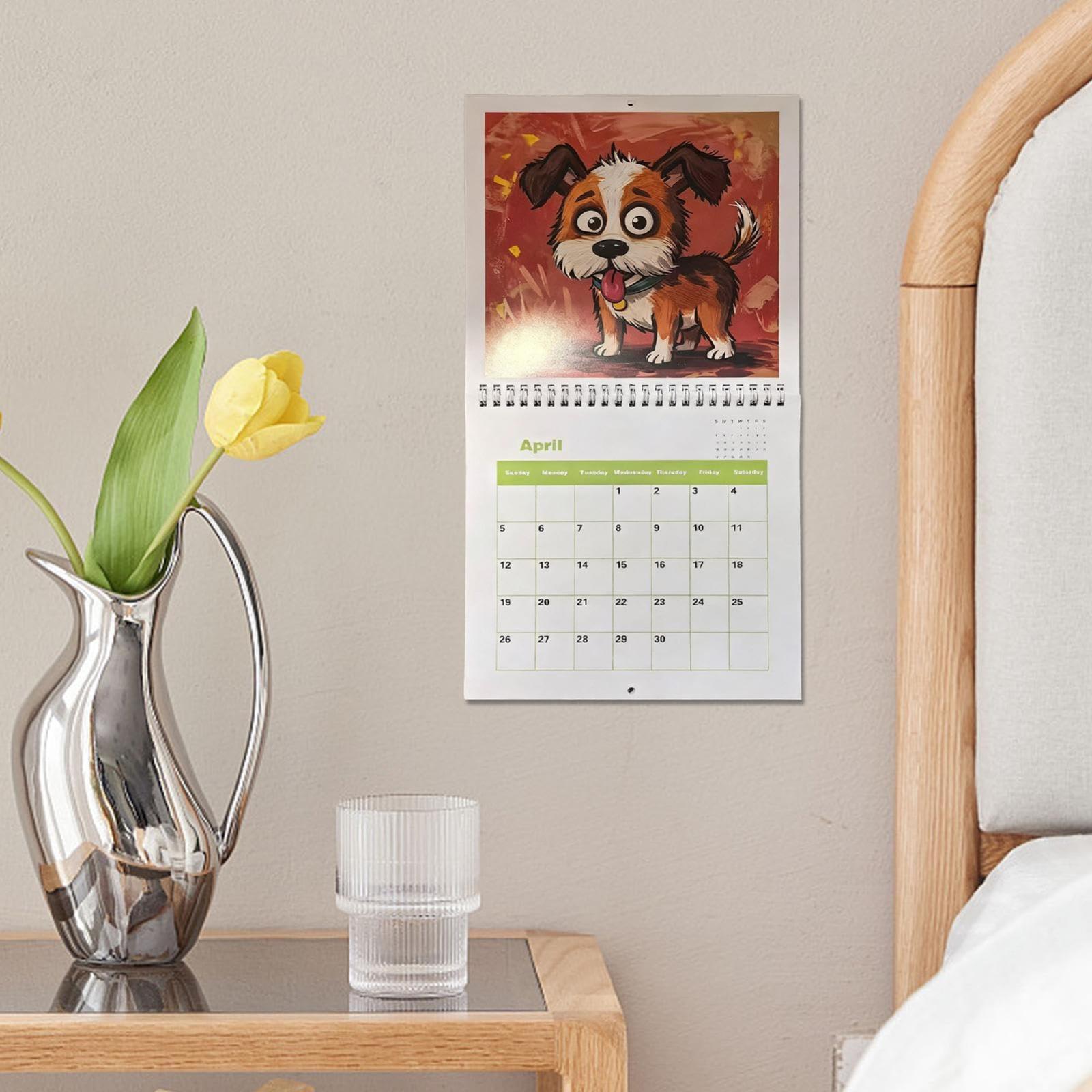 

Cartoon Puppy Calendar, Funny Dog Wall Calendar For Dog Lovers One Size