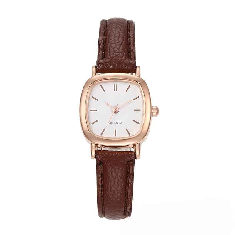 Vierkante Dames Eenvoudige Kleine Wijzerplaat Studentenhorloges Vintage Band Quartz Polshorloge