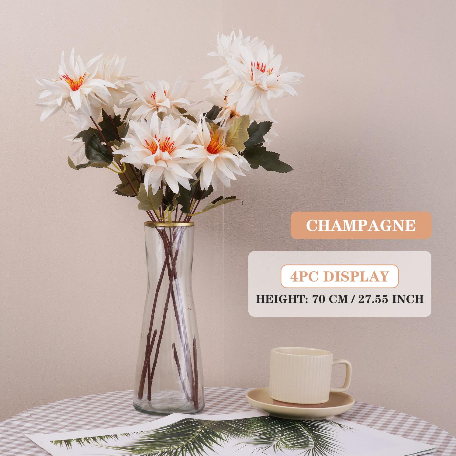 

3 Heads Silk Chrysanthemum Artificial Flowers Wedding Party Home Decor DIY Floral Arrangements Props Autumn Decoration 1pc (no vase) шампанского