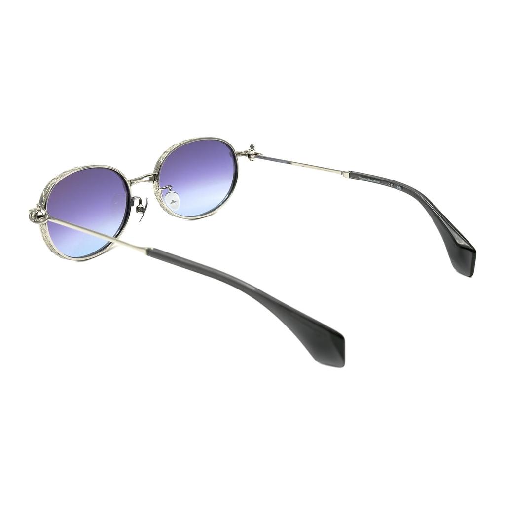 Vivienne Westwood Oval Sunglasses With Hollow Logo Design Unisex sunglasses Gold VW7022-1-867