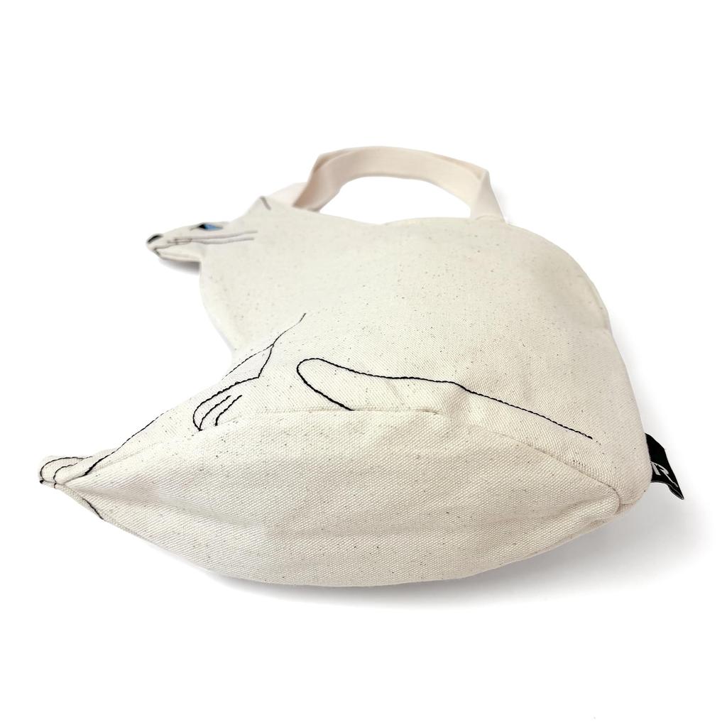 [Rootote] 1110 Cat-Shaped Small Tote Bag EU Deli Osuwari Neko-A (01 White)