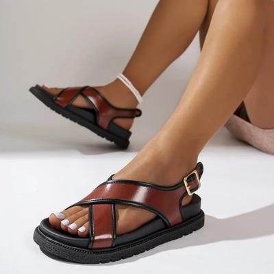 Women's Shoes  Open Toe Women's Sandals Outdoor Casual Sandals Women Round Toe Buckle Strap Plus Size Flat with Shoes Women
