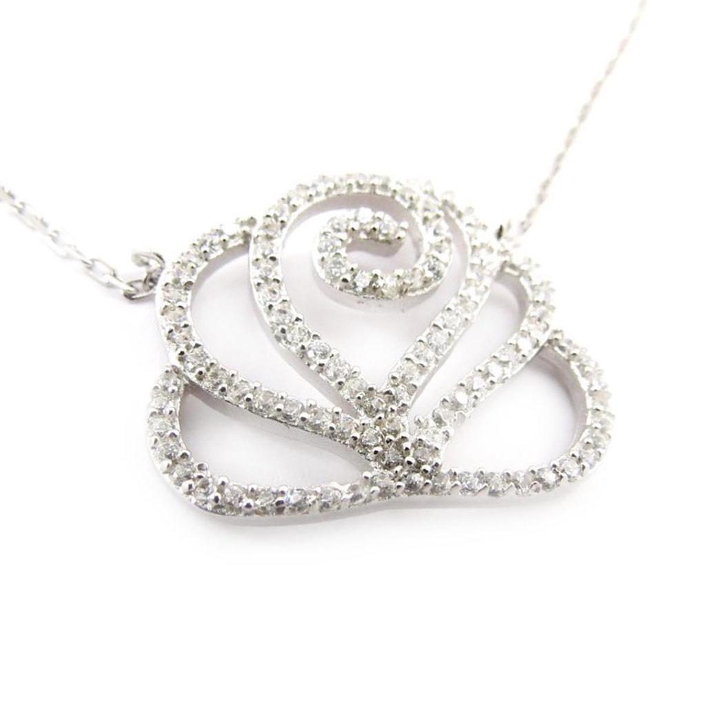 Les Trésors De Lily [J4078] - Collier Argent 'Rosa Romantica' blanc