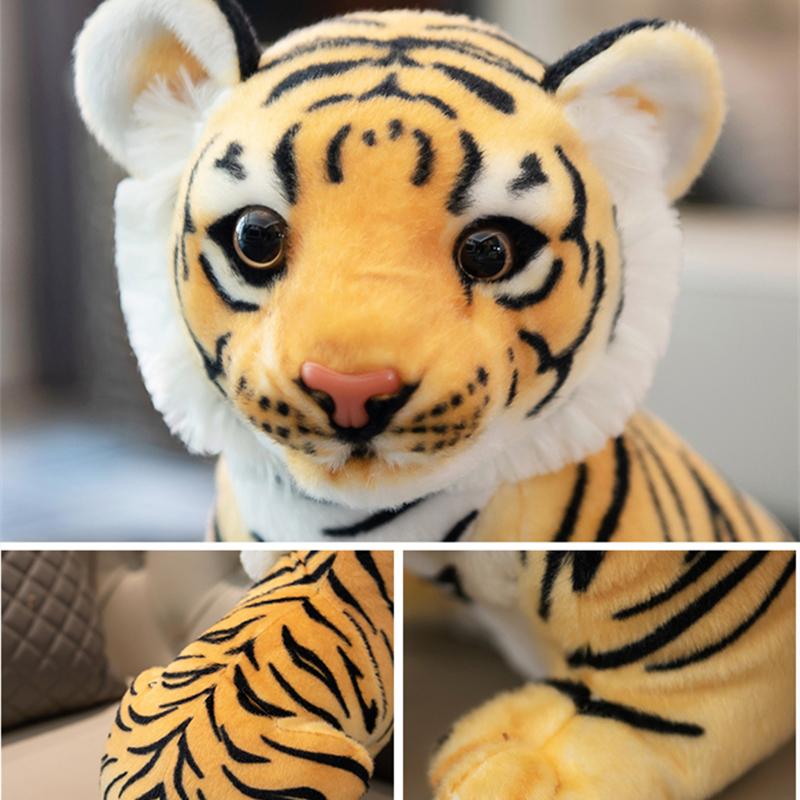 25-33cm Simulation Tiger Plush Toy Lifelike Sittting Tigers Plushies Stuffed Forest Animals Doll