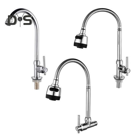 Kitchen Sink Faucet 360-Degree Rotatable Universal Easy To Install Single Hole Single Handle Cold Water Kitchen Faucet