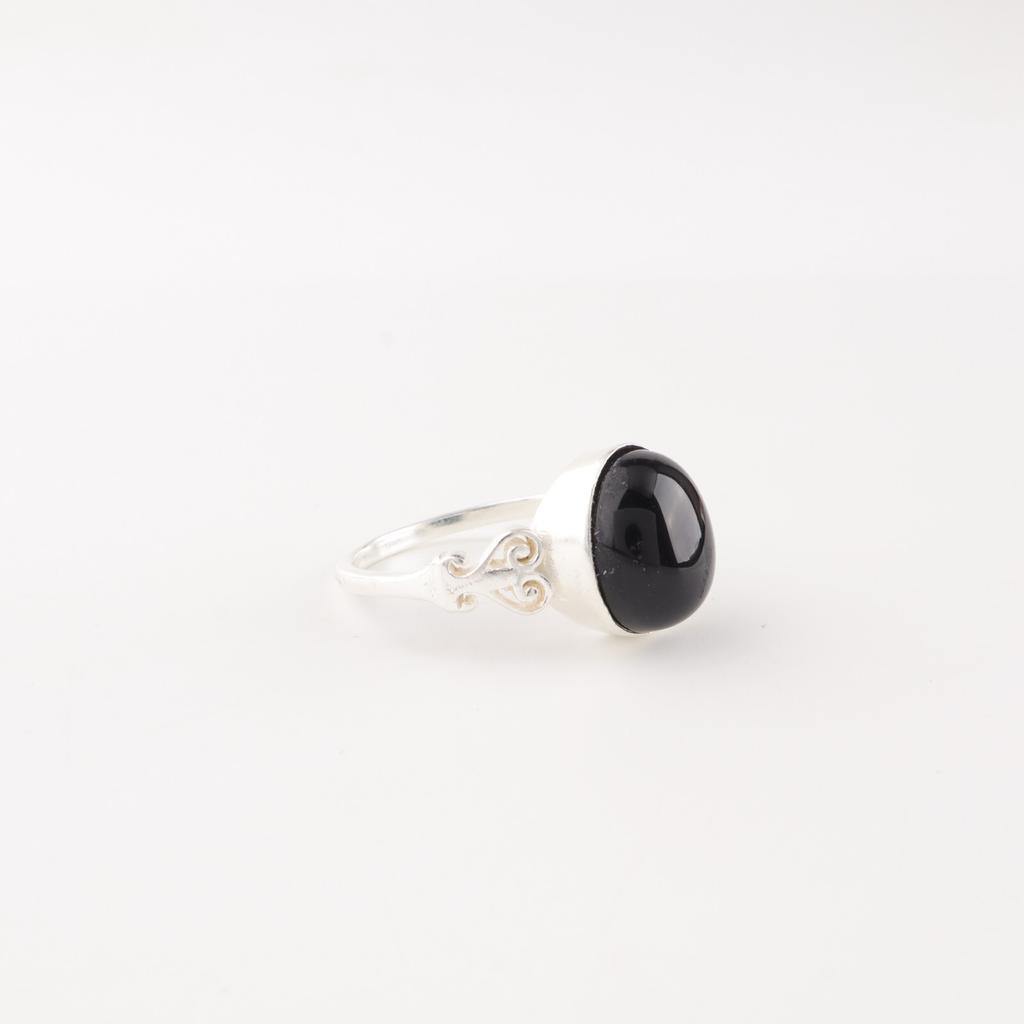 Black Tourmaline Gemstone 925 Sterling Silver Jewelry Handmade Beautiful Ring RR-66-30