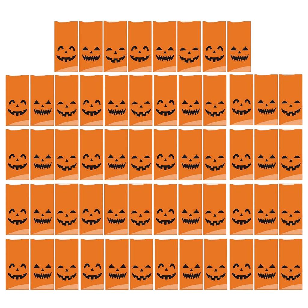 50pcs Halloween Candy Bags Reusable Gift Treat Bags with Pumpkin Print for Party Favor Trick or Treat Supplies Packaging