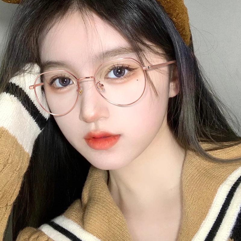 Ultra-Light Retro Glasses Frame For Women Can Be Equipped With Degree Trendy Round Frame Big Face Glasses Frame For Men 89180