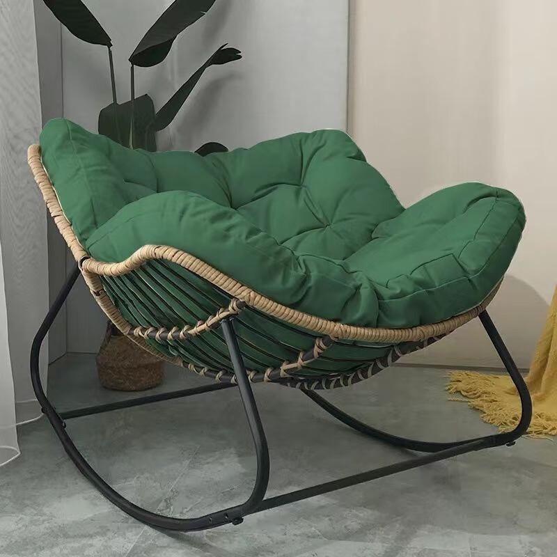 Wrought Iron Reclining Rattan Rocking Chair