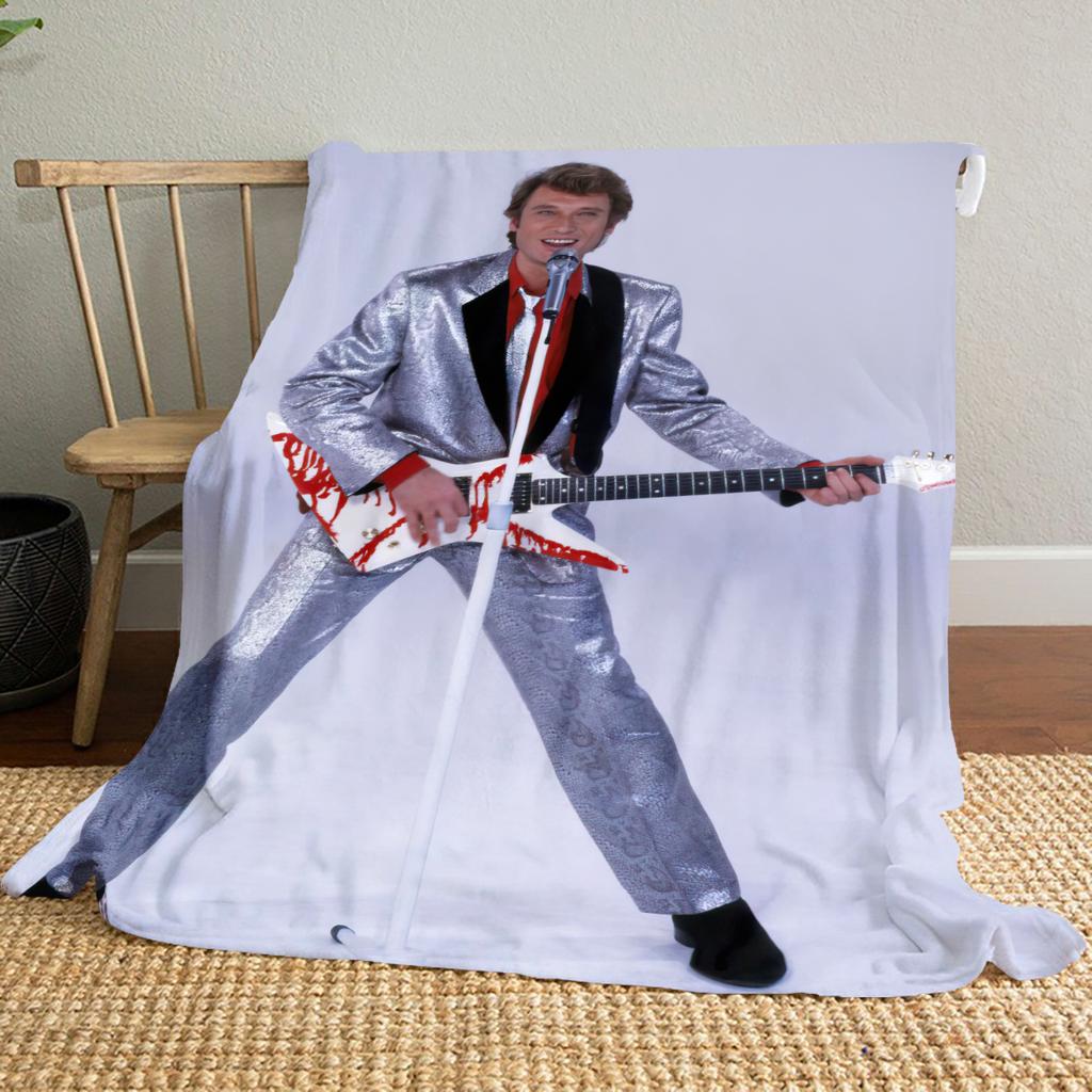 1pc Rock Star Johnny Hallyday Blanket, Al Season Lightweigh Poster Blanket Home Office Outdoor Nap Multifunc Poster Blanketional Blanket
