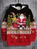 Unisex Santa Claus Christmas 3D Print Oversized Hoodie Casual Pullover Sweatshirt