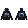 Mens Oversized Hoodie With Embroidered Skull Spine Design Streetwear Casual Pullover Cotton Blend Loose Fit