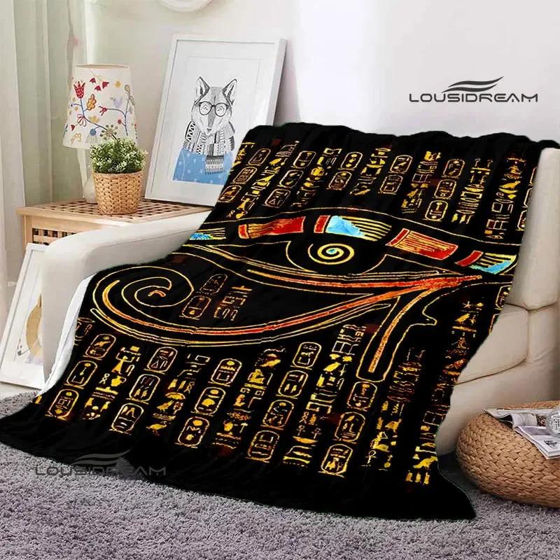 Egyptian Pictograph And Symbol Printing Blanket Fashion Warm Blankets Home Travel Soft And Comfortable Blanket Birthday Gift
