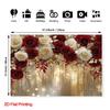 2D Burgundy & White Rose Backdrop, Gold Glitter Floral Photography Background