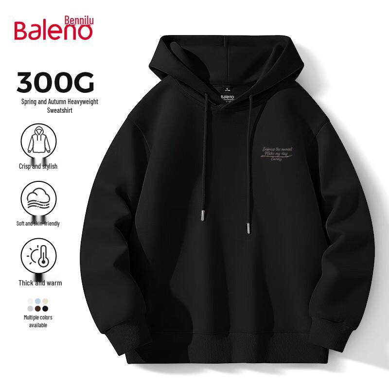 Baleno Men's Letter Print Heavyweight Cotton Hoodie