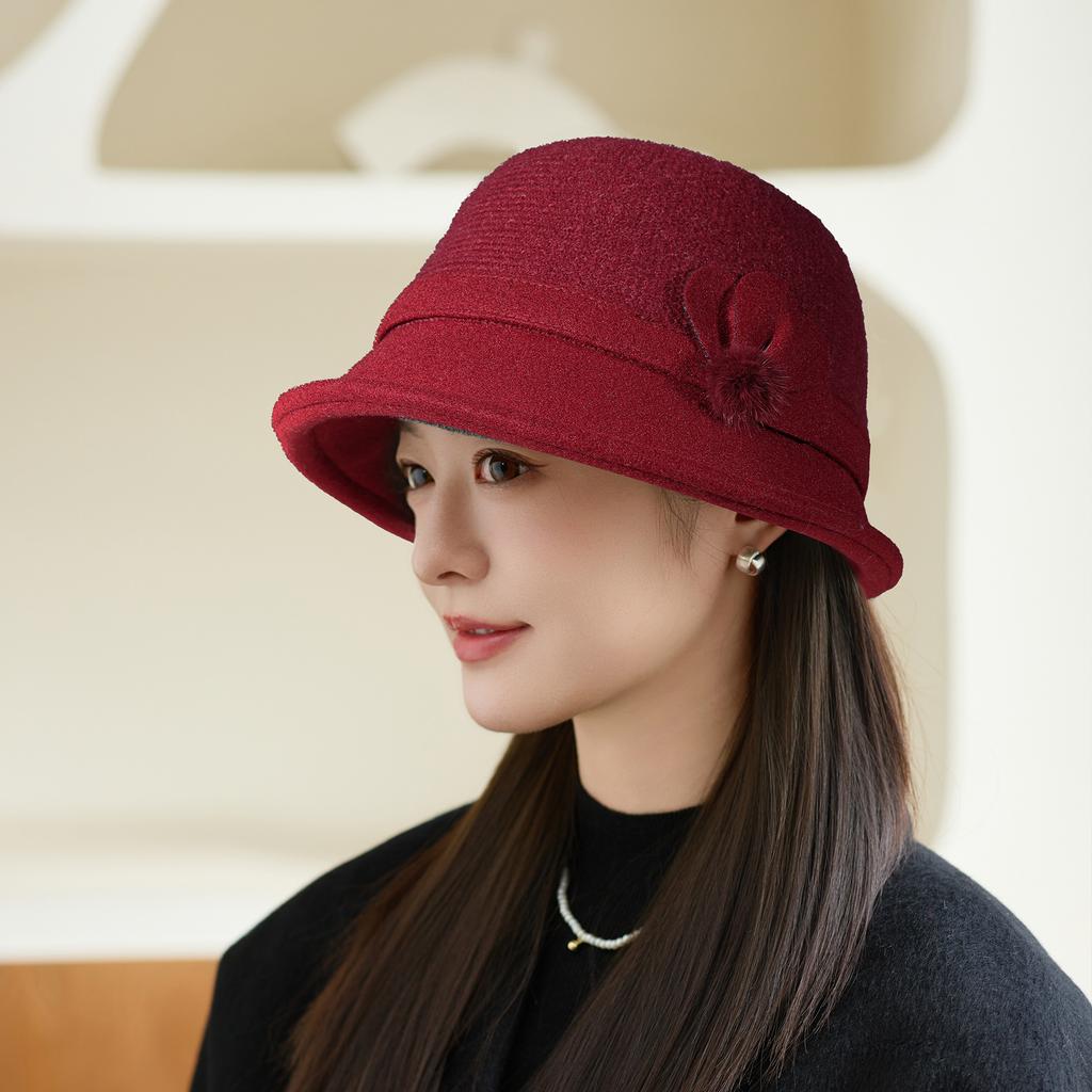 Custom New Arrival Woolen Autumn Winter Bucket Hat, Women's Hat Warm Thickened Knitted Cap