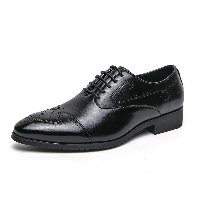 Men's Large Leather Business Formal Shoes, Size 38-48, Pointed Toe Wedding Groom Shoes