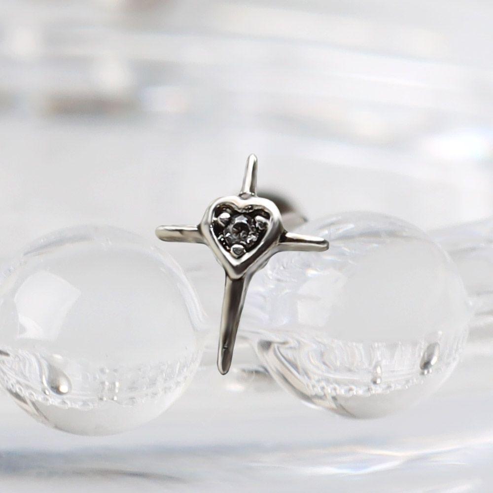 Women's Silver Surgical Steel Antique Heart Piercing