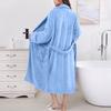 Women's Solid Color Long Sleeve Winter Warm Bathrobe Home Wear Plush Pajamas Nightgown