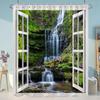 Simulation Window Beach Forest Outdoor Shower Curtain Tropical Seaside Landscape Bohemian Cloth Hanging Curtains Bathroom Decor