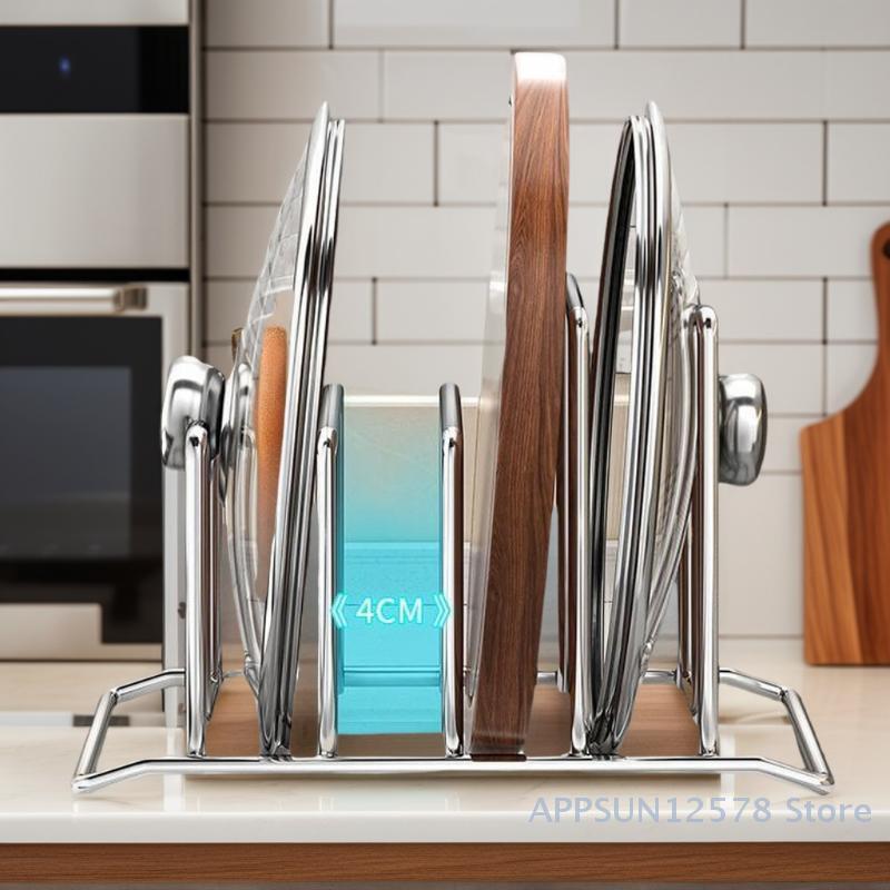 Kitchen Storage Rust-Proof Pot Lid Rack Stainless Steel Storage Rack Multi-Functional Chopping Board Holder For Domestic Use