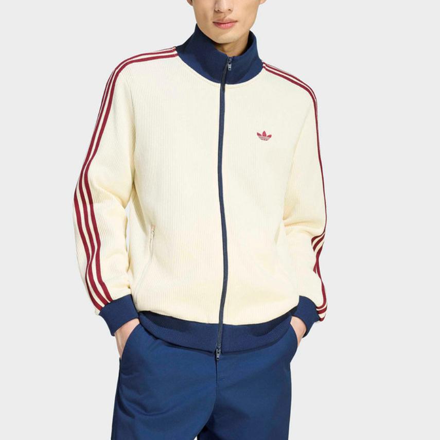 adidas Veste Tricotée Rayée à Col Montant et Fermeture Éclair Originale pour Homme Jackets KY5769