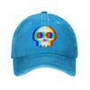 Funny Skull Trippy Vaporwave Halloween Baseball Caps Retro Distressed Washed Techno Rave EDM Snapback Hat Outdoor Adjustable Hat