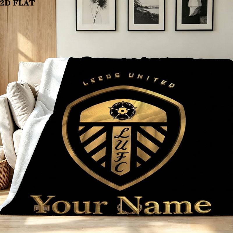 1PC Leeds United Custom Name Patterned Flannel Blanket Suitable For All Seasons for Home Decor Warmth and Comfort Gifts Holiday Present