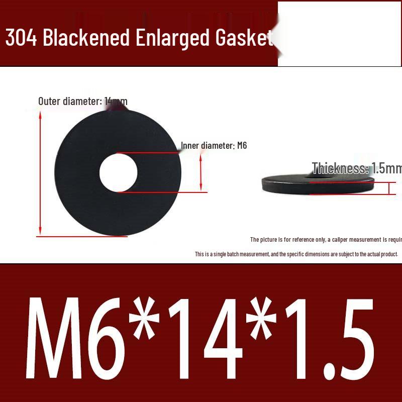 Large Black 304 Stainless Steel Ultra-Thin Oversized Flat Washer, Zinc-Plated