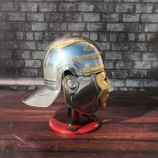 Roman Knight Spartan Battle Helmet – Wearable Steel SCA LARP Costume with Stand