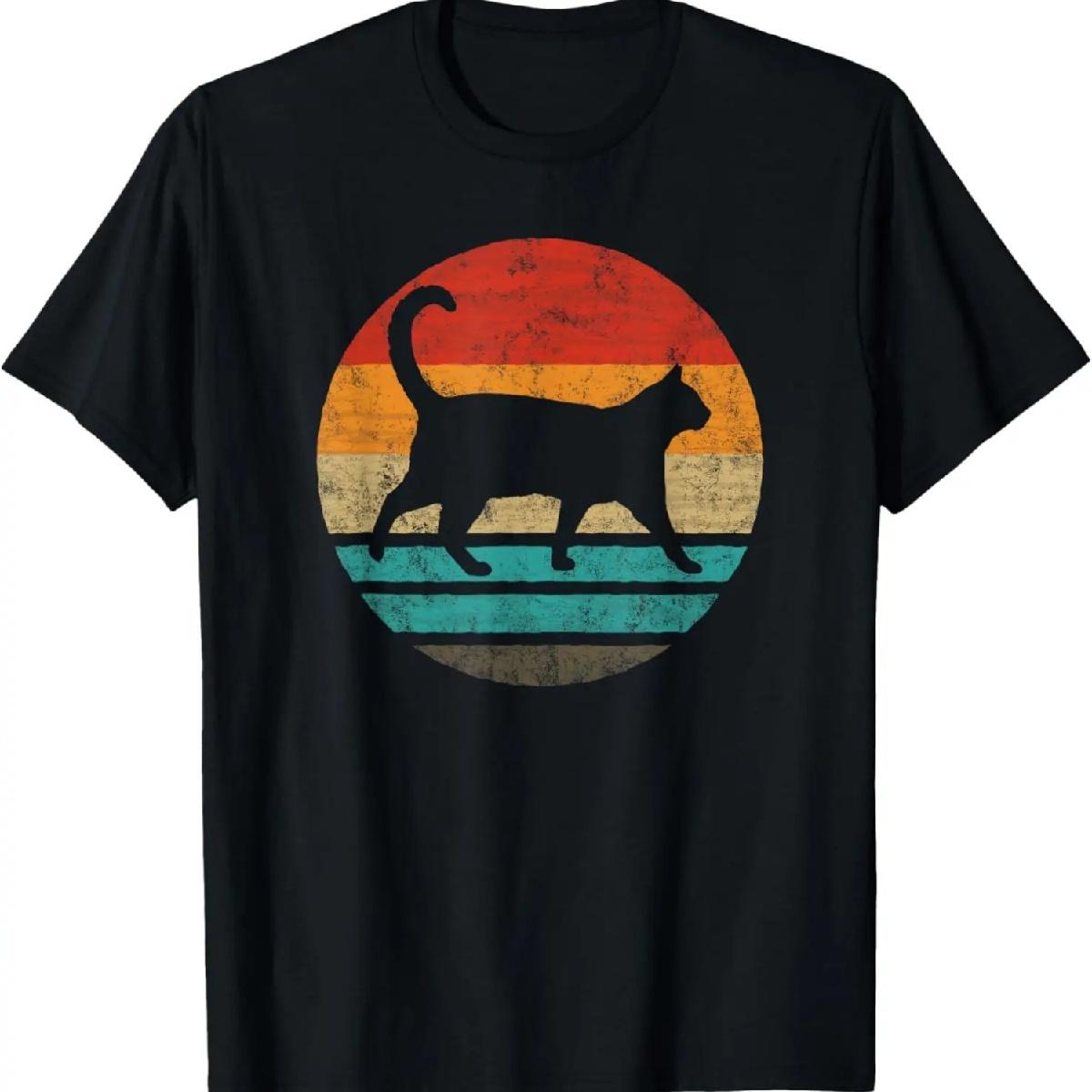 Винтажная футболка в стиле ретро с изображением кота S