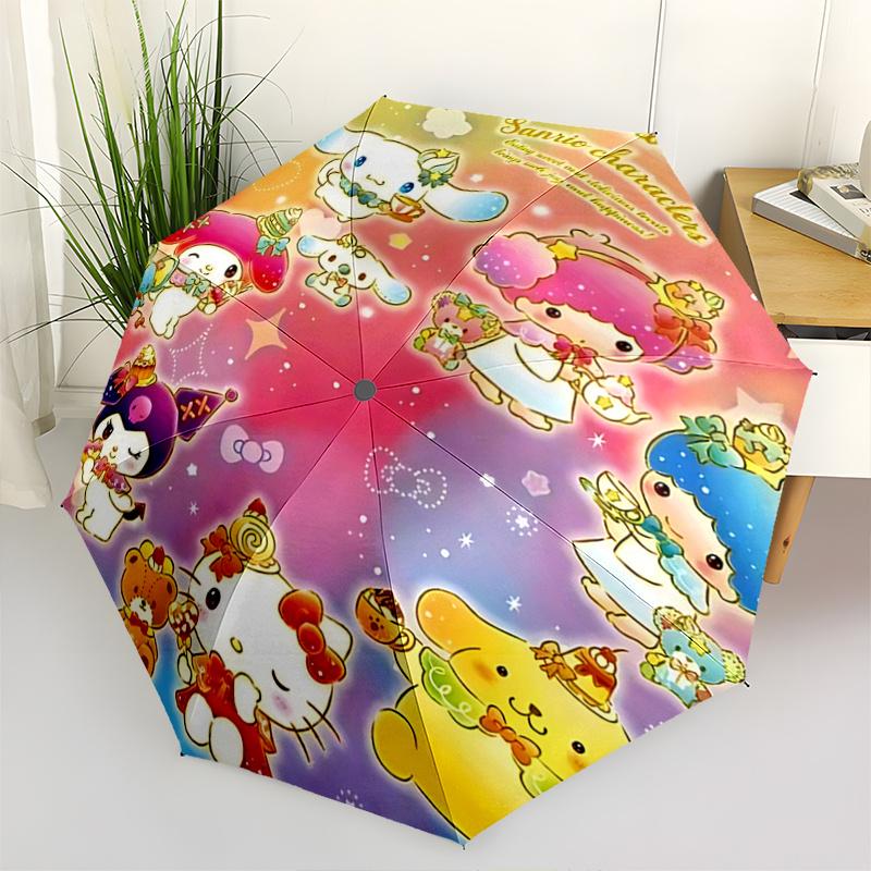 1pc Sanrio Characters Automatic Folding Umbrella - Portable Three-Fold Design with 8-Bone Iron Frame, Perfect for Outdoor Use, Festive Gifts, Fans, Tr