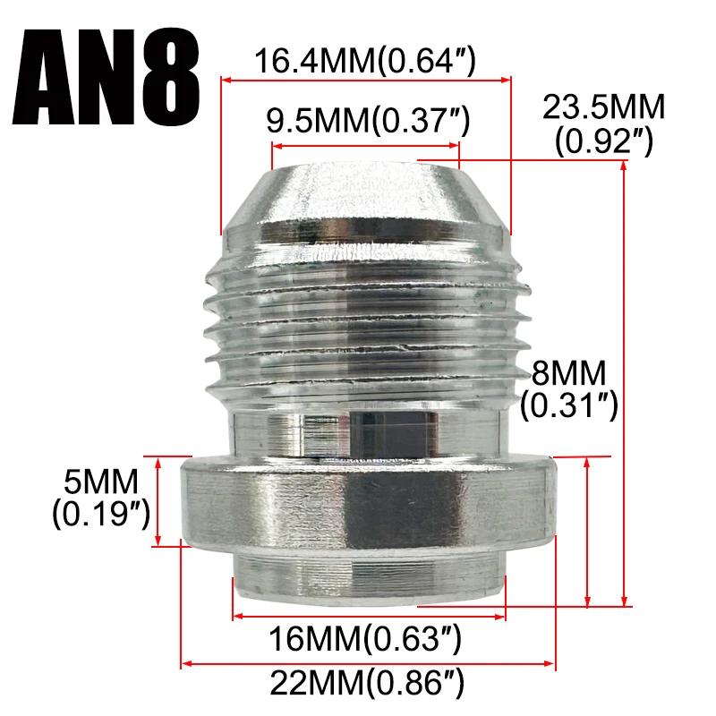 AN3 AN4 AN6 AN8 AN10 AN12 AN16 AN20 Male Weld On Fitting Adapter Weld Bung Aluminum Fuel Hose Pipe Tube Straight Fitting Silver