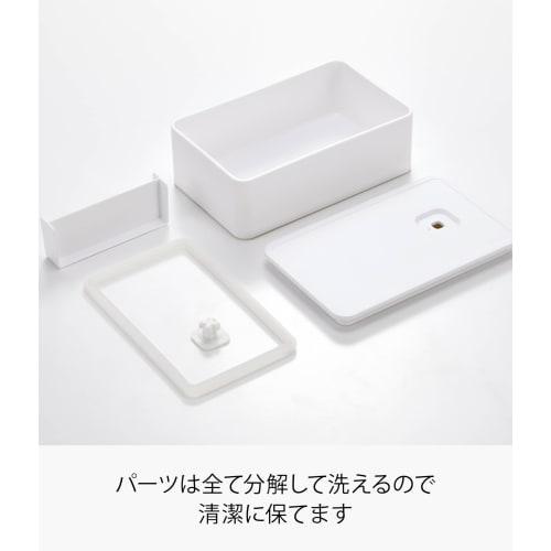 Yamazaki Tower Lunch Box with Valve, White, Approx. 14.7 x 9.2 x 5cm, One-Push Seal, Dishwasher and Microwave Safe, Product Number 4823
