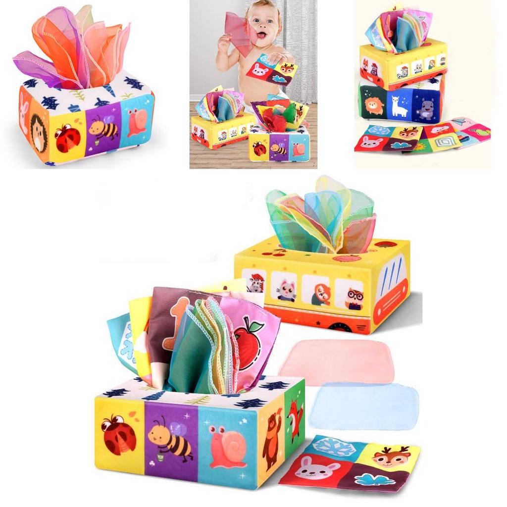 Strapazierfähiges Baby-Taschentuchbox-Spielzeug Für die Früherziehung Weicher Stoff Reißfest Für 0-1-Jährige