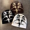 Fashion Blocked Color Flame Pattern Neutral Casual Knitted Hat Autumn For
