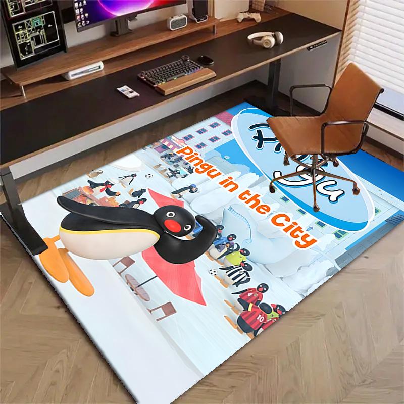 1pc Pingu Design Printed Area Rug Carpet for Bedroom Living Room Home Decor Rugs Mat Non Slip Mat Rug for Bedside